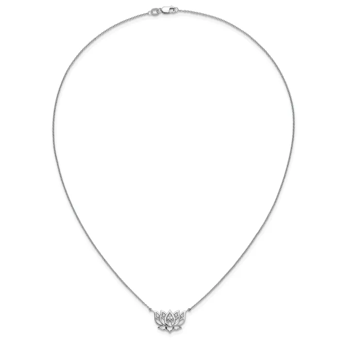 Goldia Necklaces 14k White Gold 115 Ct Lab Grown Diamond VSSI G Lotus Flower 18 inch Necklace