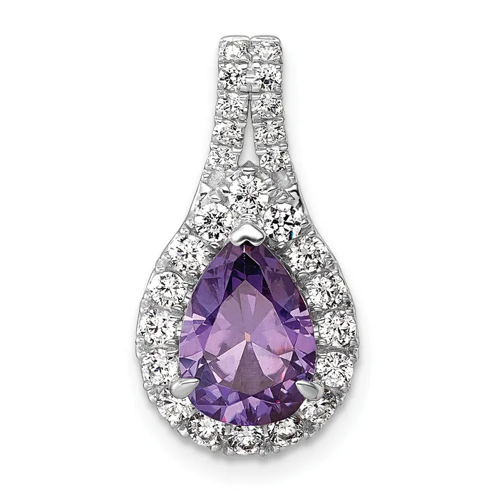 Goldia Necklaces 14k White Gold 14KW Lab Grown VSSI FGH Diamond and Amethyst Pear Pendant Goldia Necklaces 14k White Gold 14KW Lab Grown VSSI FGH Diamond and Amethyst Pear Pendant