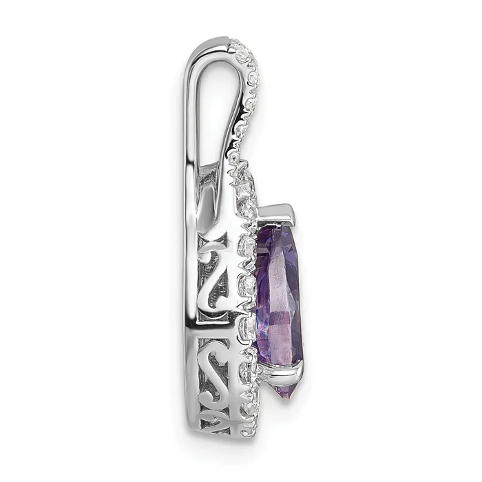 Goldia Necklaces 14k White Gold 14KW Lab Grown VSSI FGH Diamond and Amethyst Pear Pendant