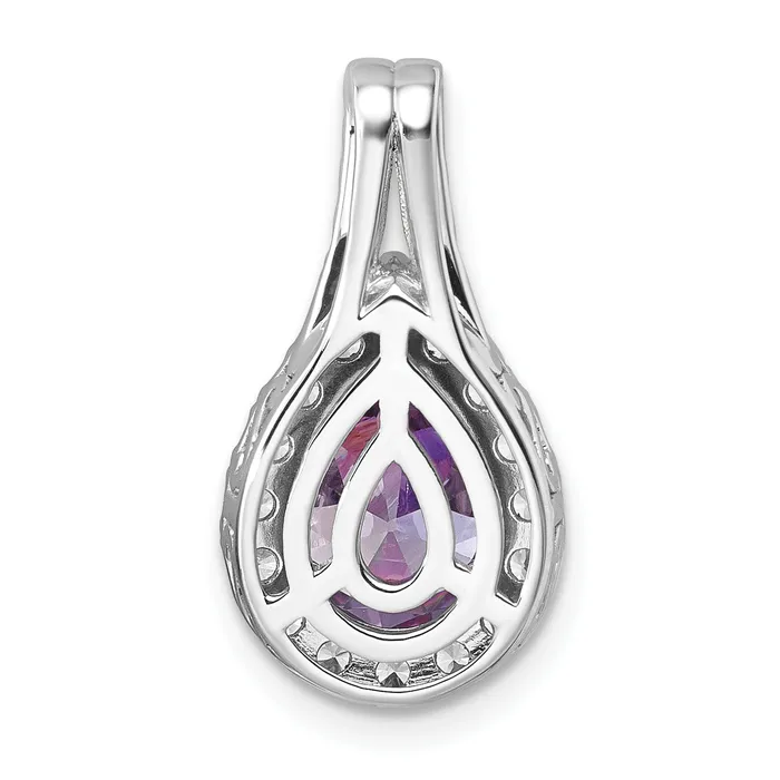 Goldia Necklaces 14k White Gold 14KW Lab Grown VSSI FGH Diamond and Amethyst Pear Pendant