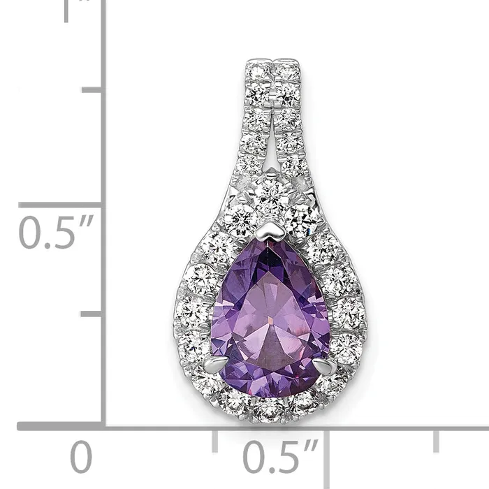 Goldia Necklaces 14k White Gold 14KW Lab Grown VSSI FGH Diamond and Amethyst Pear Pendant