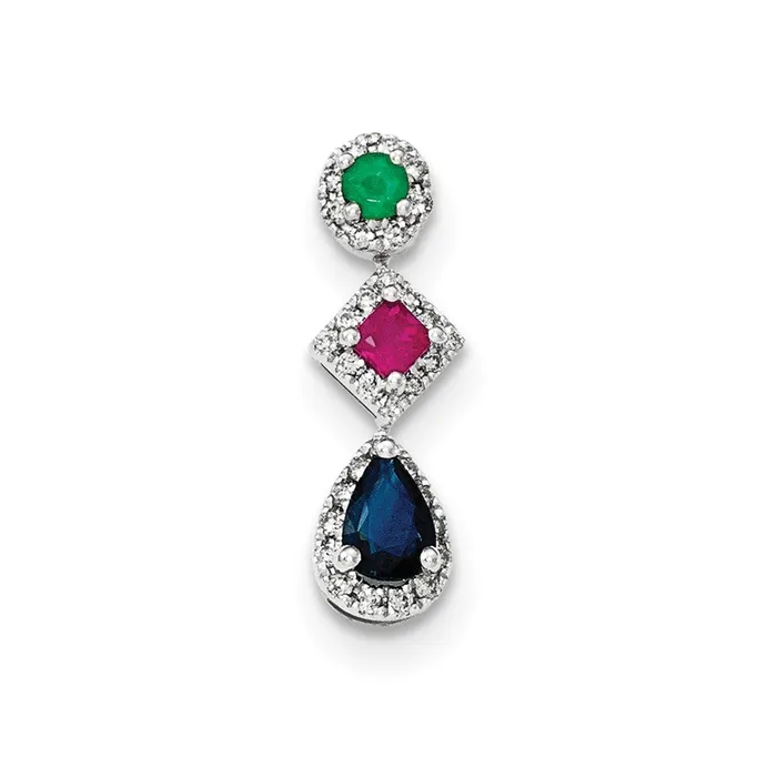 Goldia Necklaces 14k White Gold Diamond Sapphire Emerald Ruby Pendant