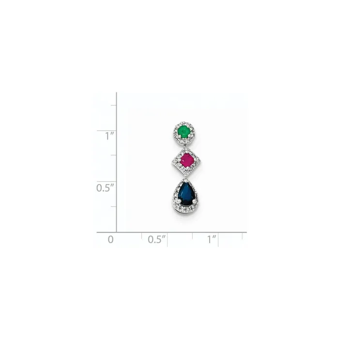 Goldia Necklaces 14k White Gold Diamond Sapphire Emerald Ruby Pendant