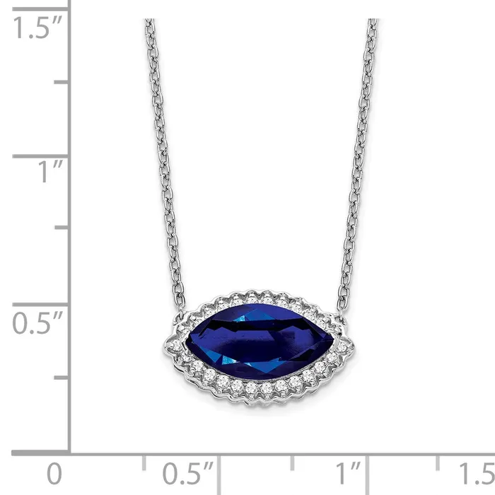 Goldia Necklaces 14k White Gold Marquise Creat SapphireReal Diamond 18in Halo Necklace