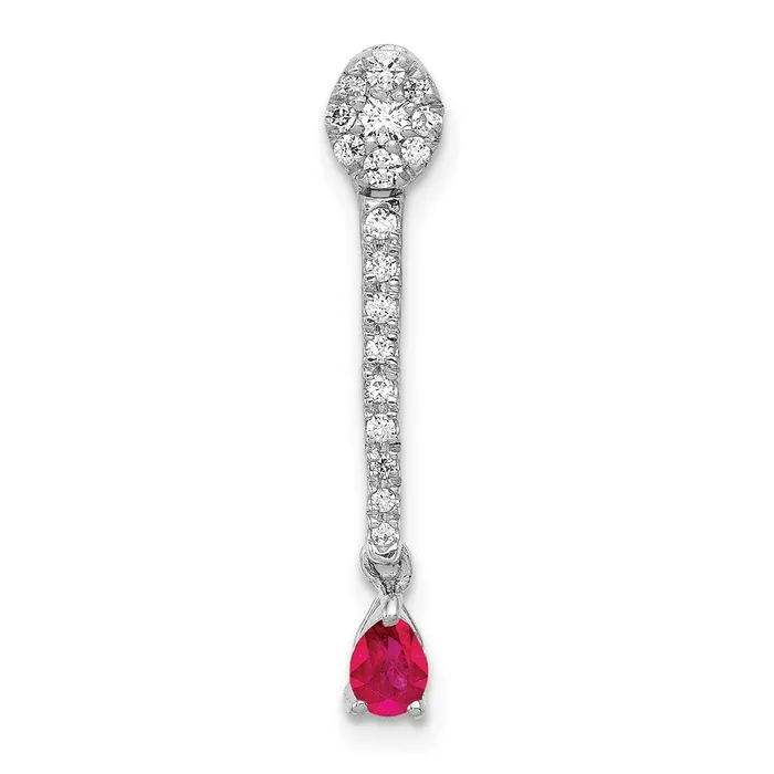Goldia Necklaces 14k White Gold Real Diamond and 13 Ruby Fancy Teardrop Chain Slide Goldia Necklaces 14k White Gold Real Diamond and 13 Ruby Fancy Teardrop Chain Slide