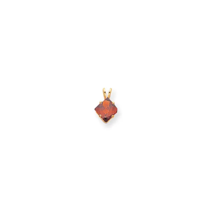 Goldia Necklaces 14K Yellow Gold 7mm Princess Cut Garnet pendant