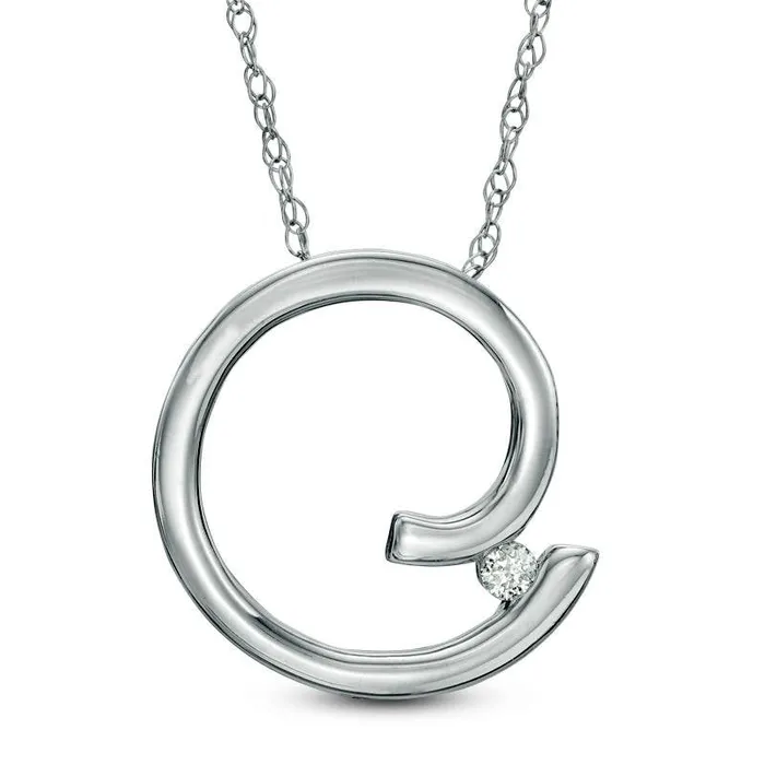 Goldia Necklaces Natural Clarity Enhanced Accent Solitaire Spiral Pendant in 10K White Gold Goldia Necklaces Natural Clarity Enhanced Accent Solitaire Spiral Pendant in 10K White Gold
