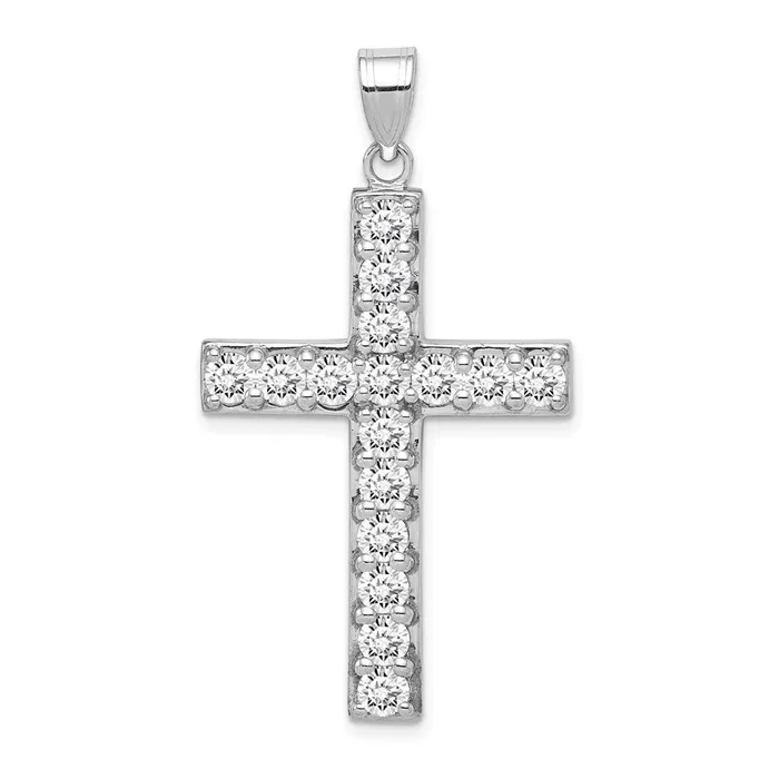 Goldia Necklaces Sterling Silver Rhodiumplated CZ Latin Cross Pendant