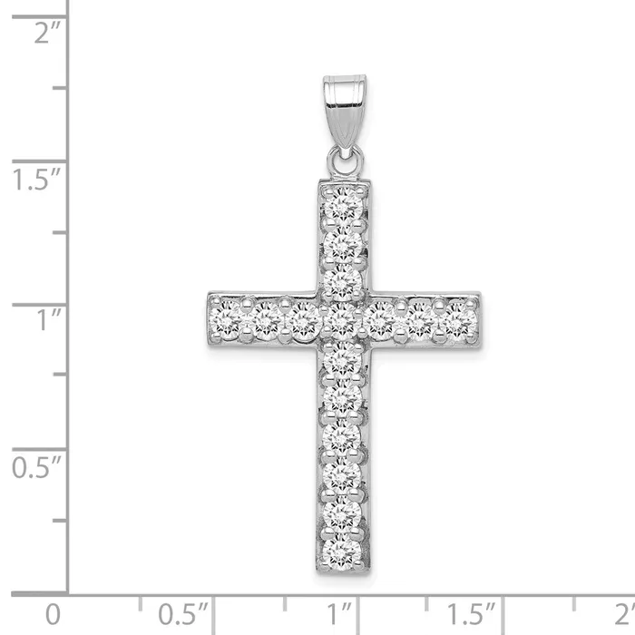Goldia Necklaces Sterling Silver Rhodiumplated CZ Latin Cross Pendant