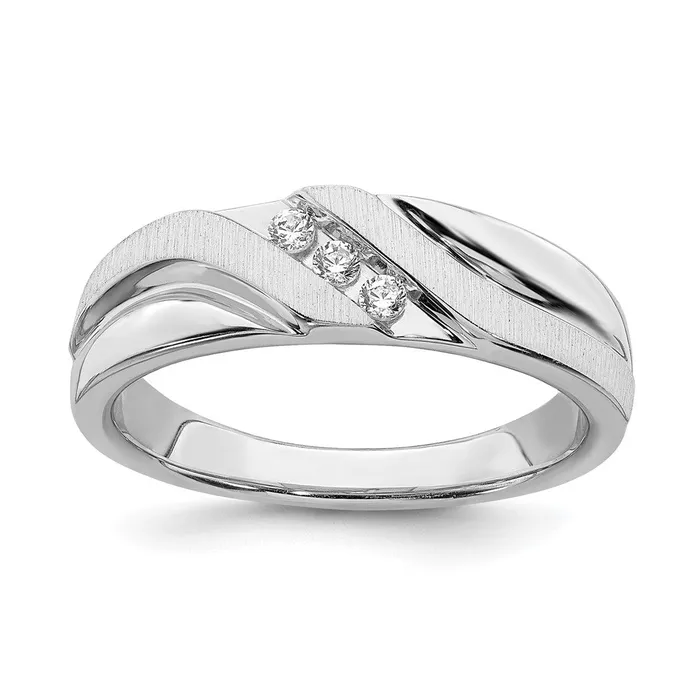 Goldia Rings 010ct CZ Solid Real 14k White Gold Mens Wedding Band Ring Goldia Rings 010ct CZ Solid Real 14k White Gold Mens Wedding Band Ring