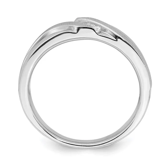 Goldia Rings 010ct CZ Solid Real 14k White Gold Mens Wedding Band Ring