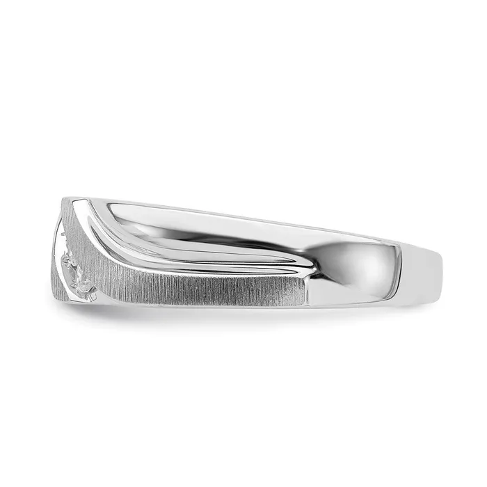 Goldia Rings 010ct CZ Solid Real 14k White Gold Mens Wedding Band Ring