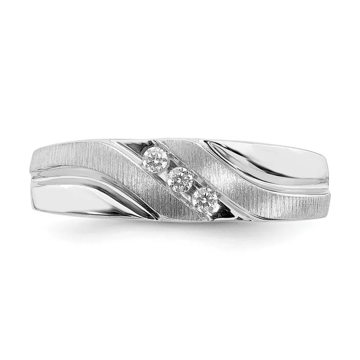 Goldia Rings 010ct CZ Solid Real 14k White Gold Mens Wedding Band Ring