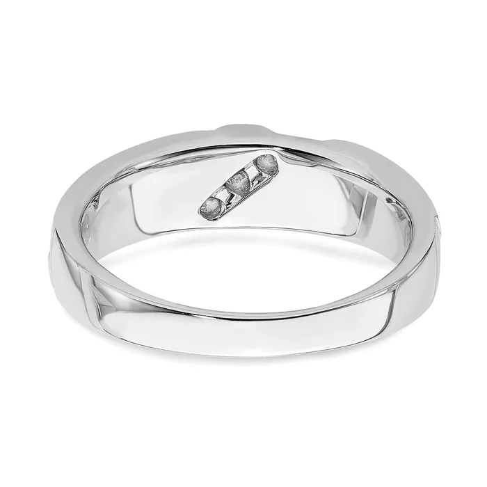 Goldia Rings 010ct CZ Solid Real 14k White Gold Mens Wedding Band Ring