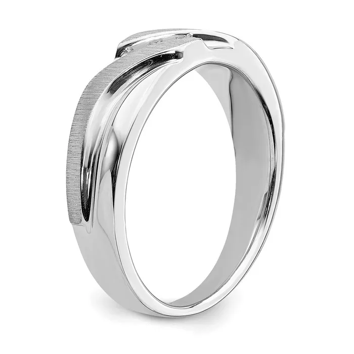 Goldia Rings 010ct CZ Solid Real 14k White Gold Mens Wedding Band Ring