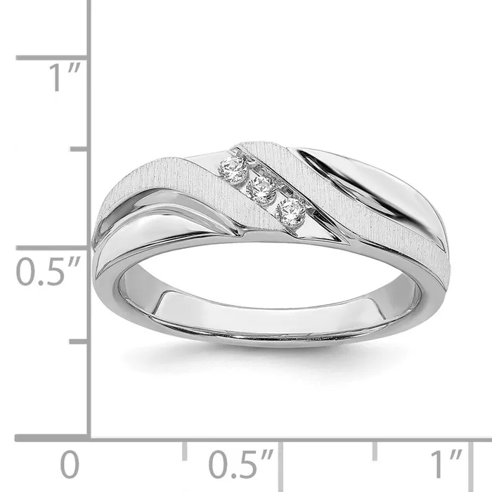 Goldia Rings 010ct CZ Solid Real 14k White Gold Mens Wedding Band Ring