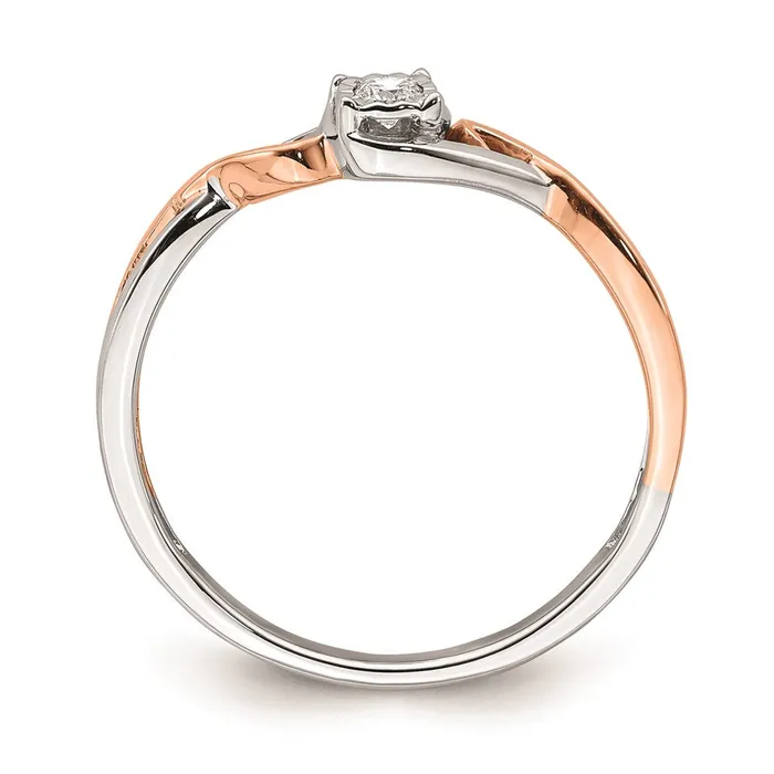 Goldia Rings 010ct CZ Solid Real 14k White Rose Gold 05 ctw Complete Promise Ring