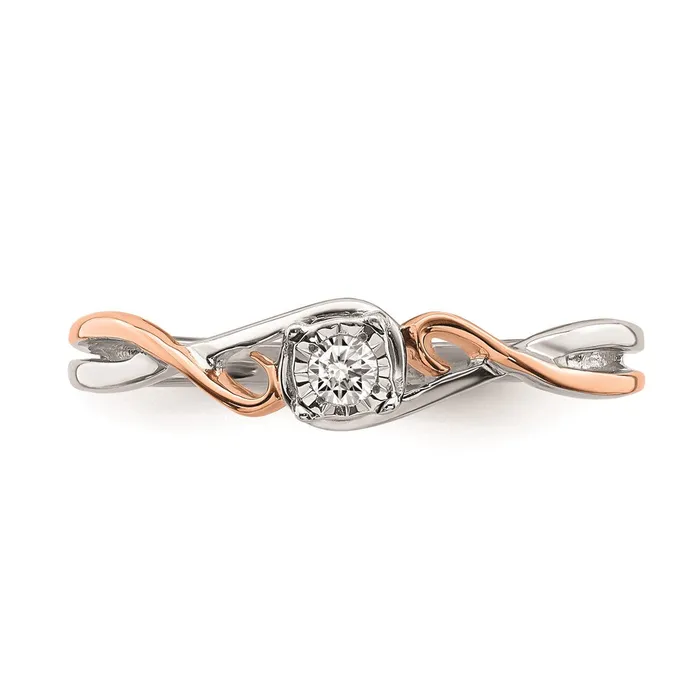 Goldia Rings 010ct CZ Solid Real 14k White Rose Gold 05 ctw Complete Promise Ring