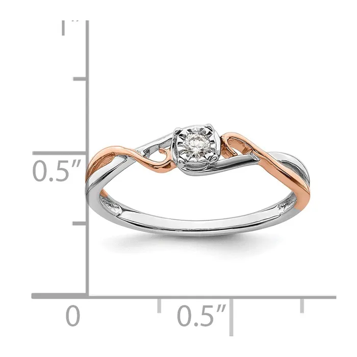 Goldia Rings 010ct CZ Solid Real 14k White Rose Gold 05 ctw Complete Promise Ring