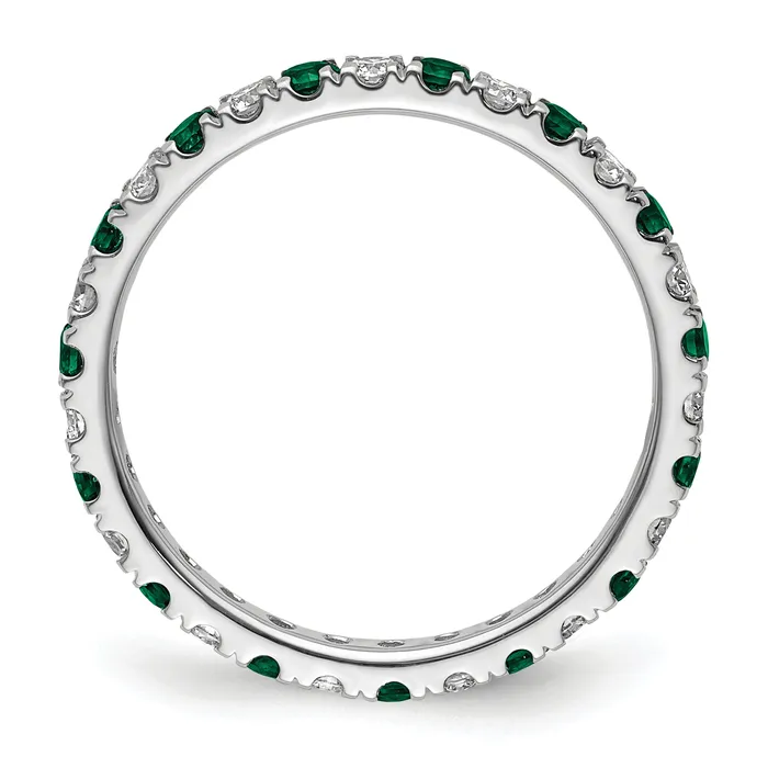 Goldia Rings 14k White Gold 12 Ct Lab Grown Diamond VSSI G and Lab Created Emerald Eternity Band Ring