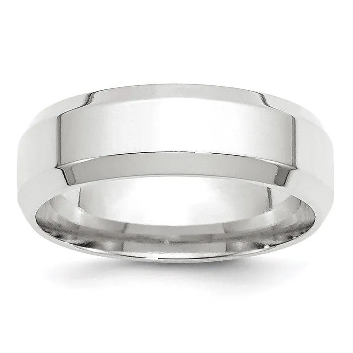 Goldia Rings Solid 18K White Gold 7mm Bevel Edge Comfort Fit MensWomens Wedding Band Ring Size 65 Goldia Rings Solid 18K White Gold 7mm Bevel Edge Comfort Fit MensWomens Wedding Band Ring Size 65