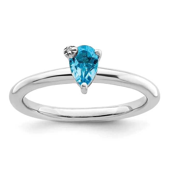 Goldia Rings Sterling Silver Rhodiumplated Pear Swiss Blue Topaz u0026 White Topaz Ring Goldia Rings Sterling Silver Rhodiumplated Pear Swiss Blue Topaz u0026 White Topaz Ring