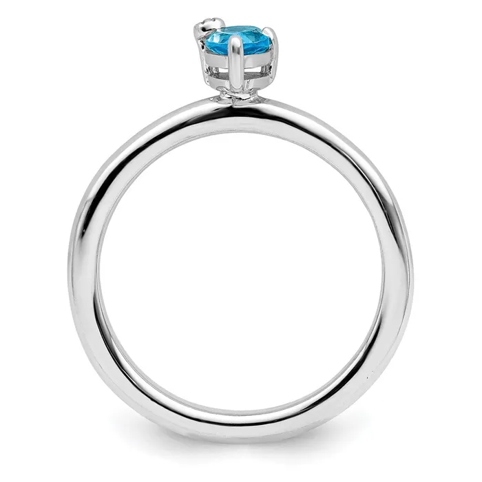 Goldia Rings Sterling Silver Rhodiumplated Pear Swiss Blue Topaz u0026 White Topaz Ring