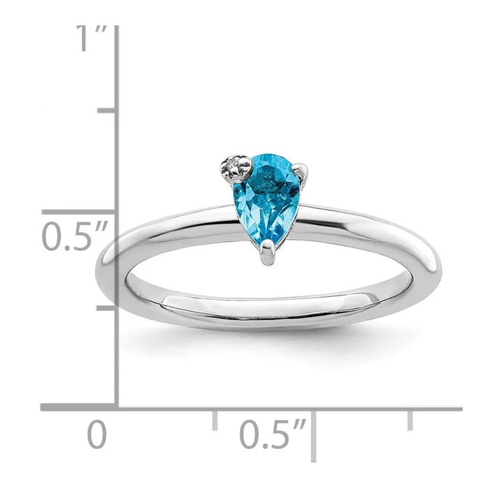 Goldia Rings Sterling Silver Rhodiumplated Pear Swiss Blue Topaz u0026 White Topaz Ring