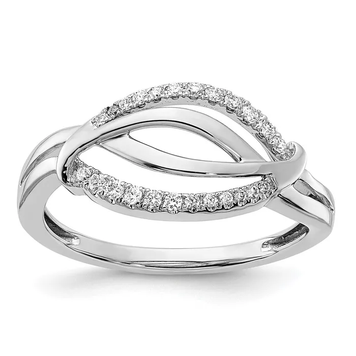 Goldia Solid 14k White Gold Fancy Simulated CZ Ring Rings