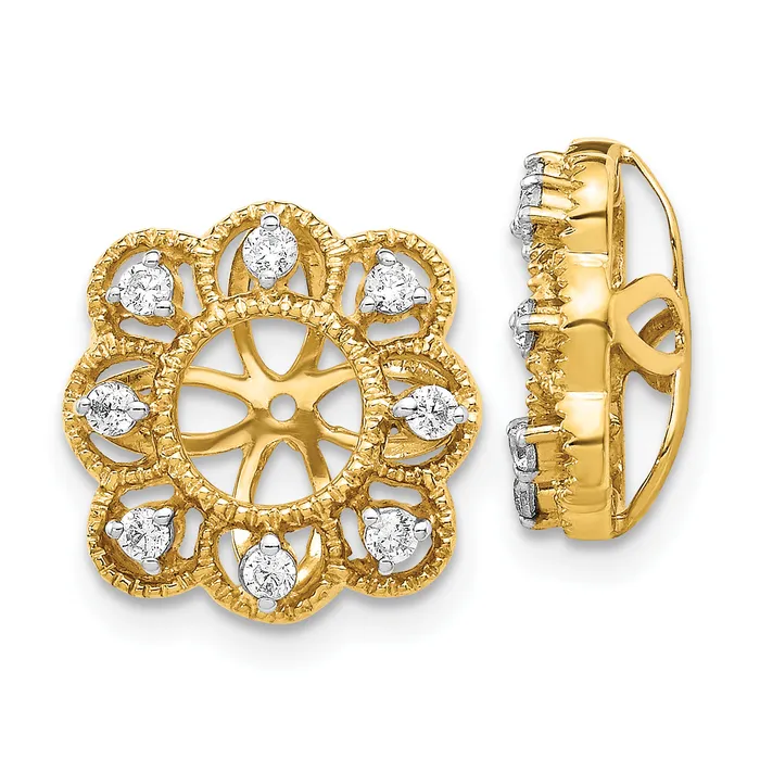 Goldia Solid 14k Yellow Gold Fancy Simulated CZ Earring JacKets Earrings