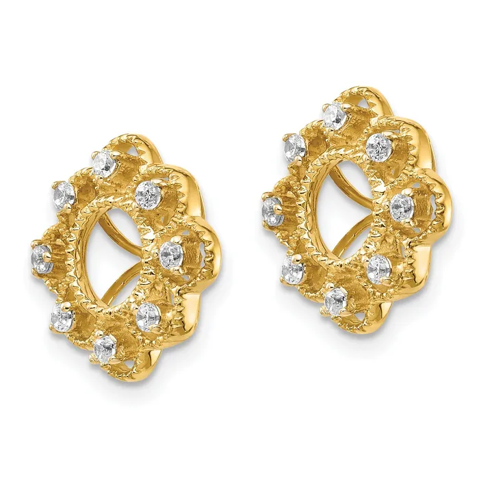 Goldia Solid 14k Yellow Gold Fancy Simulated CZ Earring JacKets Earrings Goldia Solid 14k Yellow Gold Fancy Simulated CZ Earring JacKets Earrings
