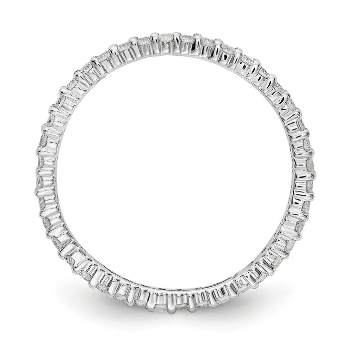 Goldia Solid Real 14k White Gold Polished Shared Prong 12ct CZ Eternity Wedding Band Ring Rings