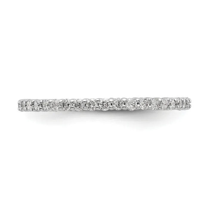 Goldia Solid Real 14k White Gold Polished Shared Prong 12ct CZ Eternity Wedding Band Ring Rings