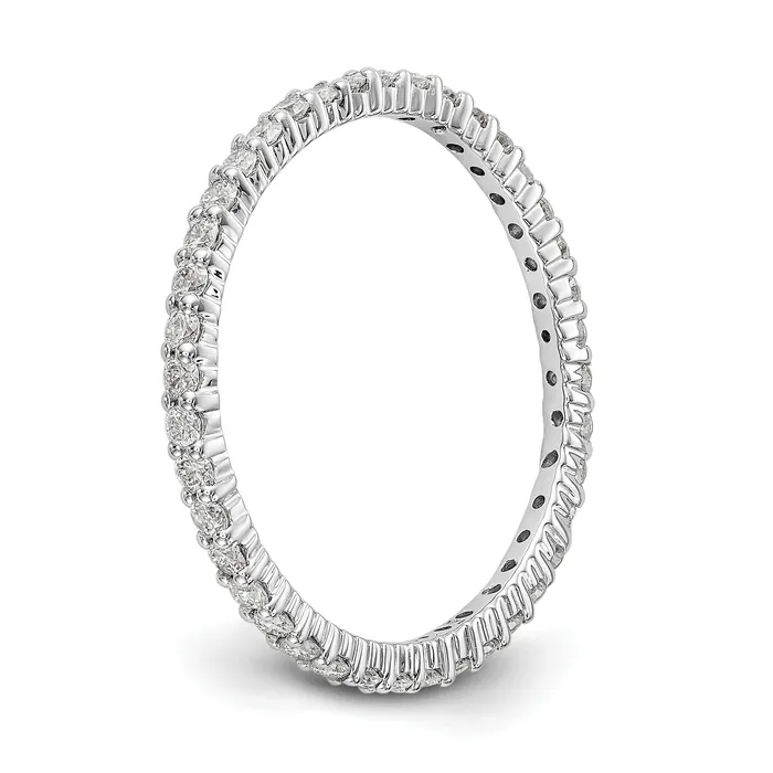 Goldia Solid Real 14k White Gold Polished Shared Prong 12ct CZ Eternity Wedding Band Ring Rings