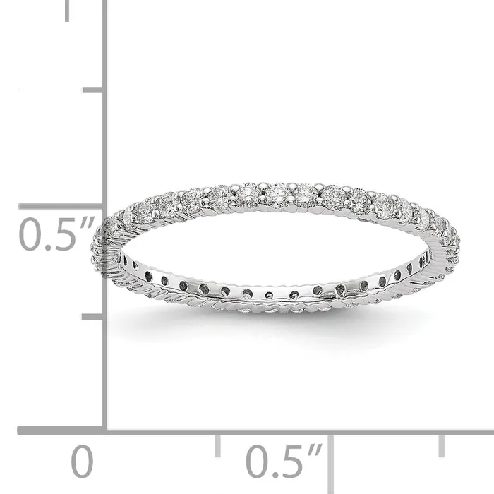 Goldia Solid Real 14k White Gold Polished Shared Prong 12ct CZ Eternity Wedding Band Ring Rings