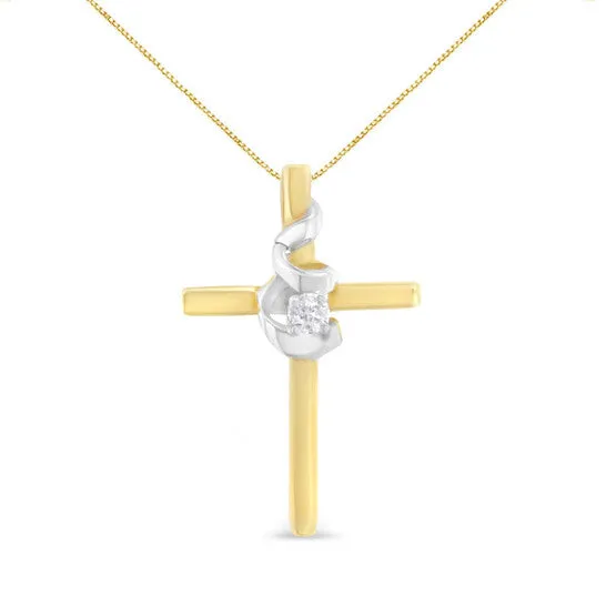 JMS always Necklaces Original Espira 10K TwoTone Yellow White Gold DiamondAccented Spiral Cross 18 Pendant Necklace JK Color I2I3 Clarity JMS always Necklaces Original Espira 10K TwoTone Yellow White Gold DiamondAccented Spiral Cross 18 Pendant Necklace JK Color I2I3 Clarity