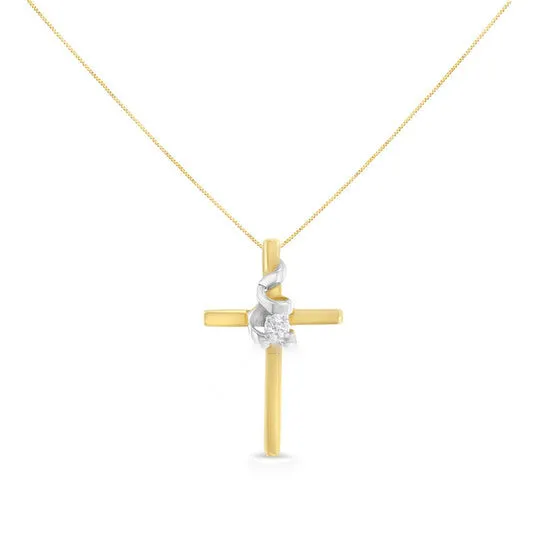 JMS always Necklaces Original Espira 10K TwoTone Yellow White Gold DiamondAccented Spiral Cross 18 Pendant Necklace JK Color I2I3 Clarity JMS always Necklaces Original Espira 10K TwoTone Yellow White Gold DiamondAccented Spiral Cross 18 Pendant Necklace JK Color I2I3 Clarity