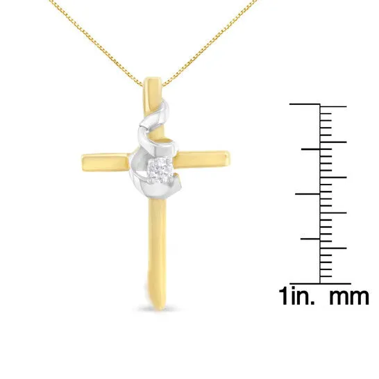 JMS always Necklaces Original Espira 10K TwoTone Yellow White Gold DiamondAccented Spiral Cross 18 Pendant Necklace JK Color I2I3 Clarity JMS always Necklaces Original Espira 10K TwoTone Yellow White Gold DiamondAccented Spiral Cross 18 Pendant Necklace JK Color I2I3 Clarity
