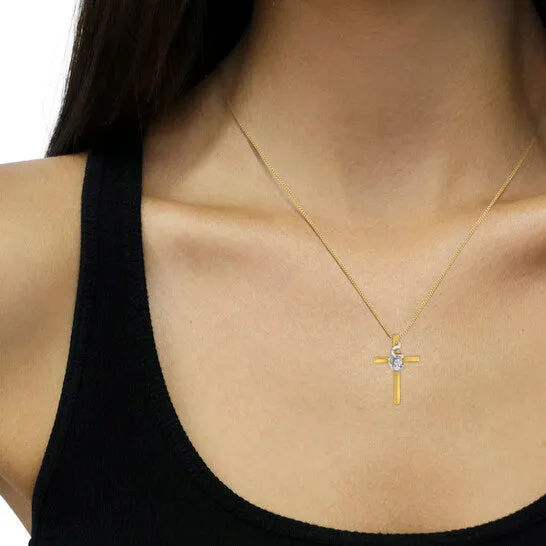 JMS always Necklaces Original Espira 10K TwoTone Yellow White Gold DiamondAccented Spiral Cross 18 Pendant Necklace JK Color I2I3 Clarity JMS always Necklaces Original Espira 10K TwoTone Yellow White Gold DiamondAccented Spiral Cross 18 Pendant Necklace JK Color I2I3 Clarity
