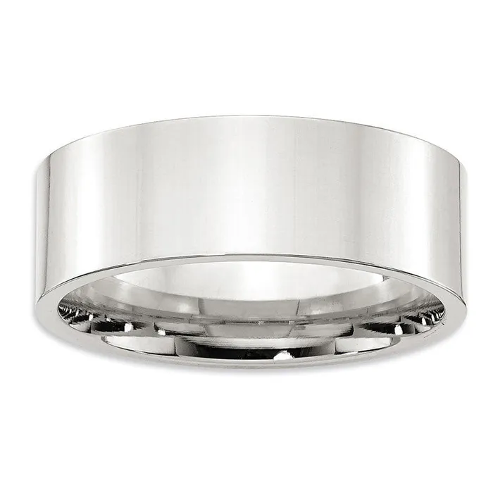 Mens 80mm Flat Comfort Fit Wedding Band in Sterling Silver Goldia Rings