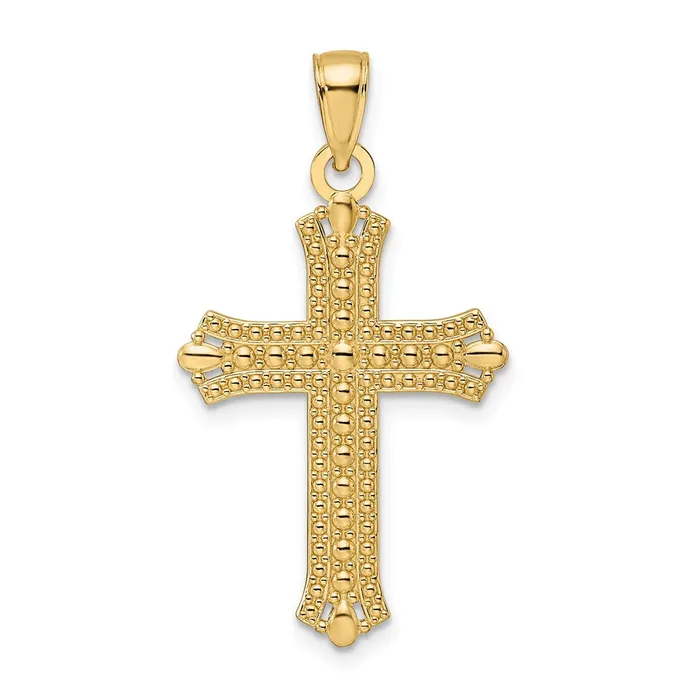 Necklaces 14k Yellow Gold Polished Textured Pointed Ends Fancy Cross Pendant Goldia Necklaces 14k Yellow Gold Polished Textured Pointed Ends Fancy Cross Pendant Goldia