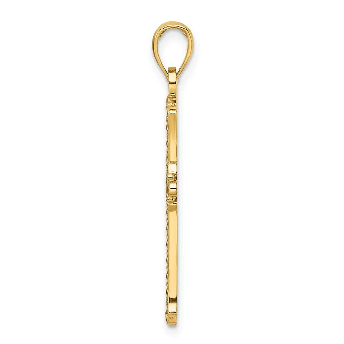 Necklaces 14k Yellow Gold Polished Textured Pointed Ends Fancy Cross Pendant Goldia