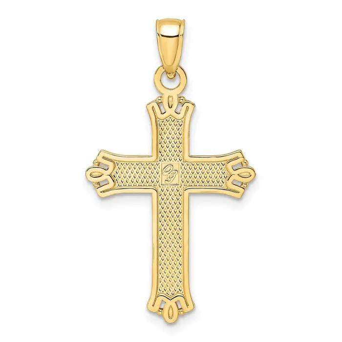 Necklaces 14k Yellow Gold Polished Textured Pointed Ends Fancy Cross Pendant Goldia