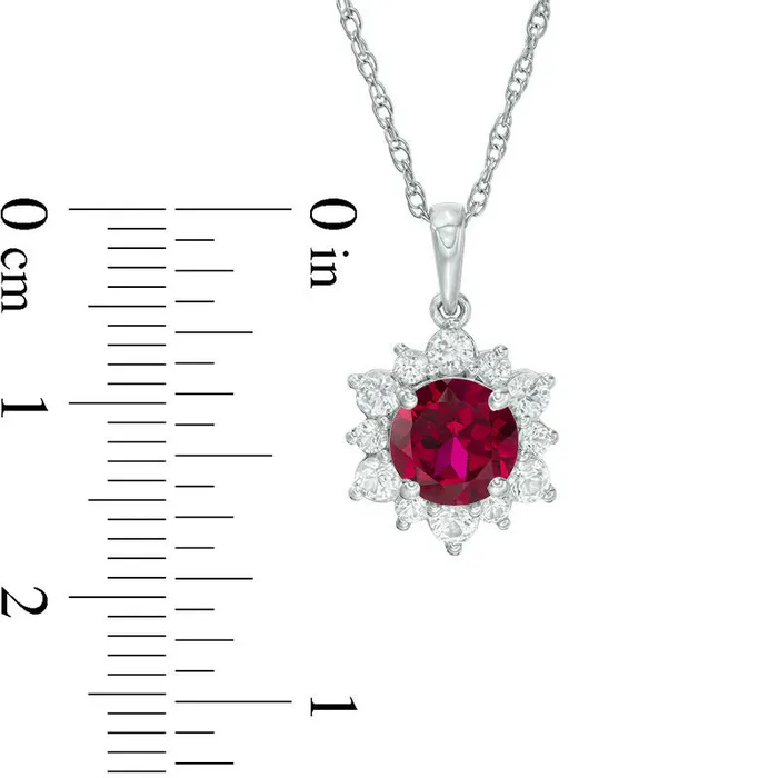 Necklaces 70mm LabCreated Ruby and White Sapphire Sunburst Pendant in Sterling Silver Goldia Necklaces 70mm LabCreated Ruby and White Sapphire Sunburst Pendant in Sterling Silver Goldia