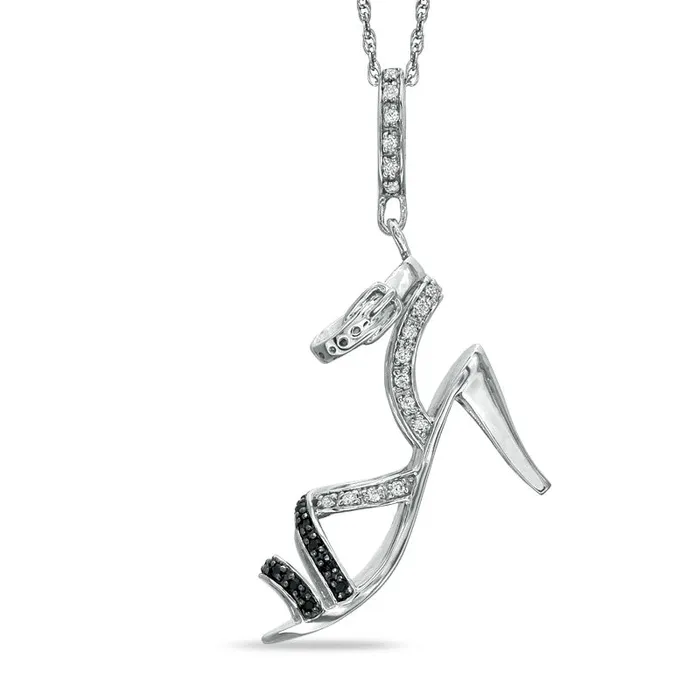 Necklaces Goldia 014 CT TW Enhanced Black and White Natural Diamond Stiletto Sandal Pendant in Sterling Silver Necklaces Goldia 014 CT TW Enhanced Black and White Natural Diamond Stiletto Sandal Pendant in Sterling Silver