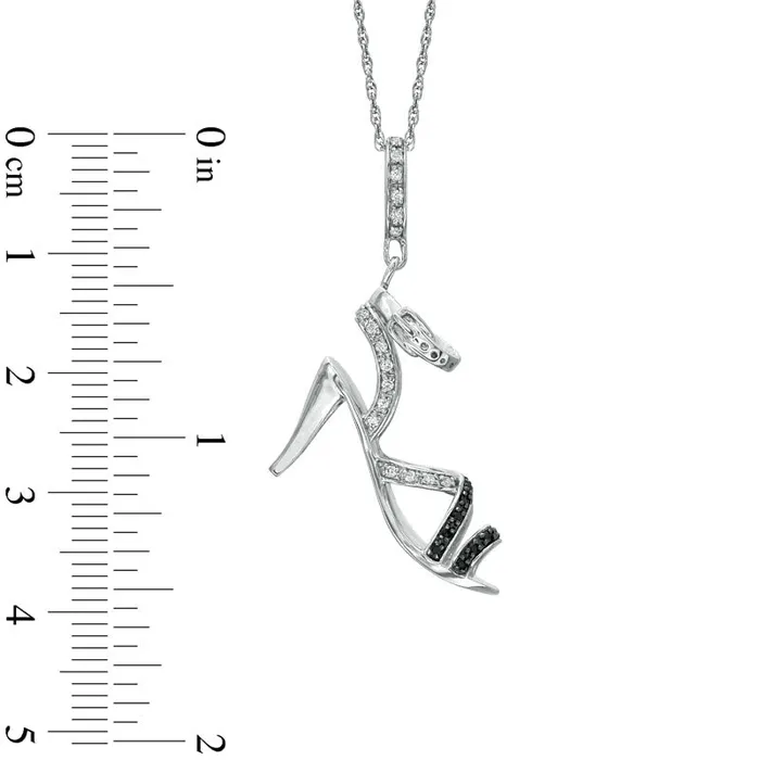 Necklaces Goldia 014 CT TW Enhanced Black and White Natural Diamond Stiletto Sandal Pendant in Sterling Silver Necklaces Goldia 014 CT TW Enhanced Black and White Natural Diamond Stiletto Sandal Pendant in Sterling Silver