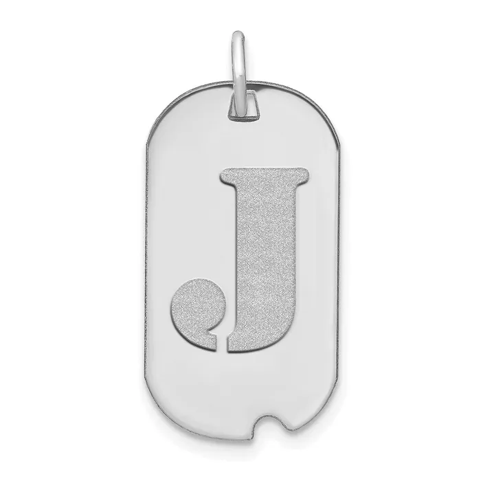 Necklaces Goldia 14k White Goldw Polished Letter J Initial Dog Tag Pendant