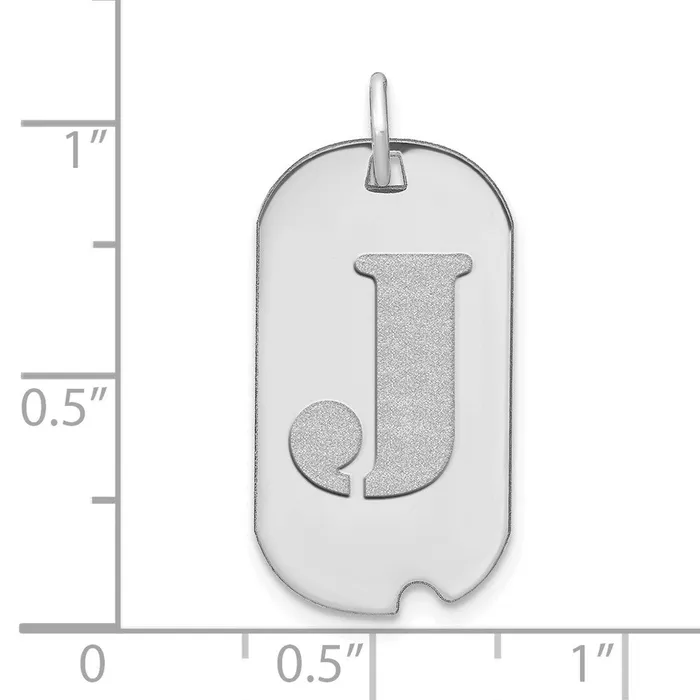 Necklaces Goldia 14k White Goldw Polished Letter J Initial Dog Tag Pendant