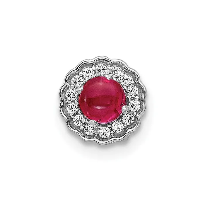Necklaces Goldia Solid 14k White Gold Simulated CZ and Cabochon 38 Ruby Chain Slide Necklaces Goldia Solid 14k White Gold Simulated CZ and Cabochon 38 Ruby Chain Slide