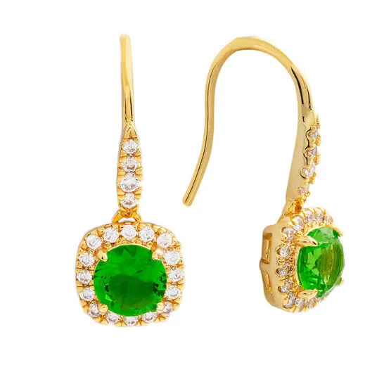 Original Elegant Confetti Womens 18K Yellow Gold Plated Green CZ Simulated Cushion Diamond Halo Drop Earrings JMS always Earrings Original Elegant Confetti Womens 18K Yellow Gold Plated Green CZ Simulated Cushion Diamond Halo Drop Earrings JMS always Earrings